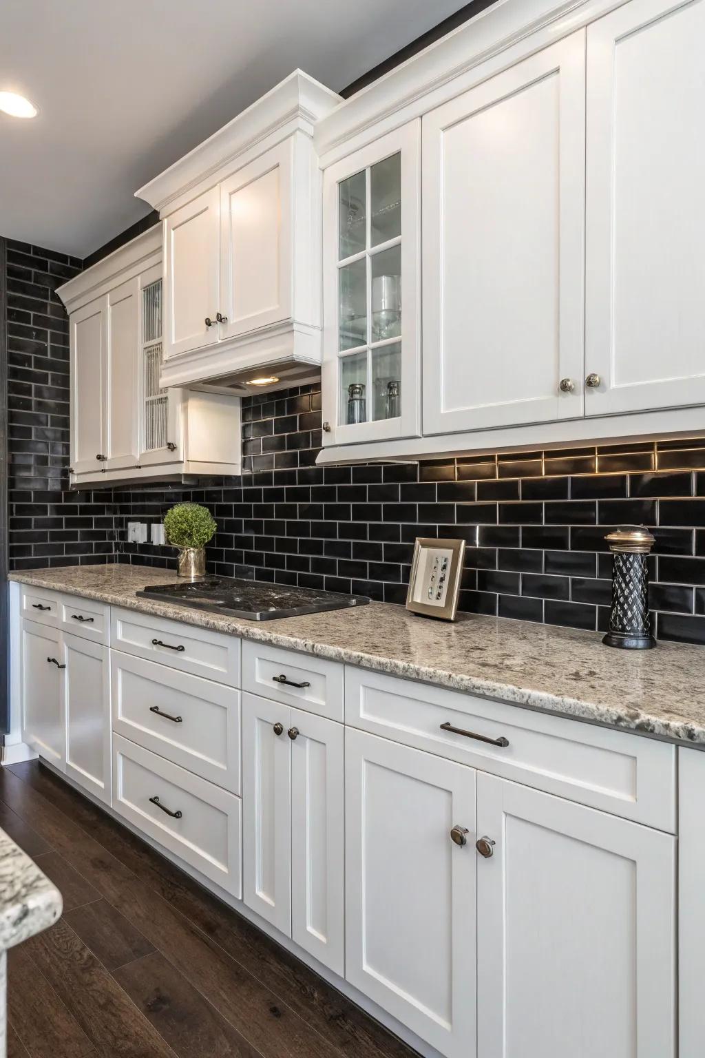 The audacious contrast of sable modules appends a dramatic and sophisticated nuance.