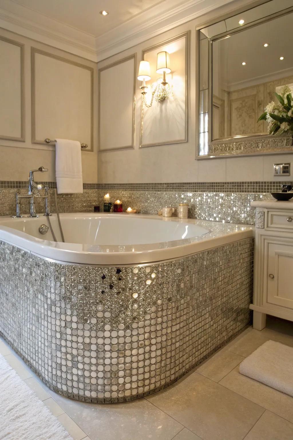 Shimmering accents infuse your bathroom with glamour.