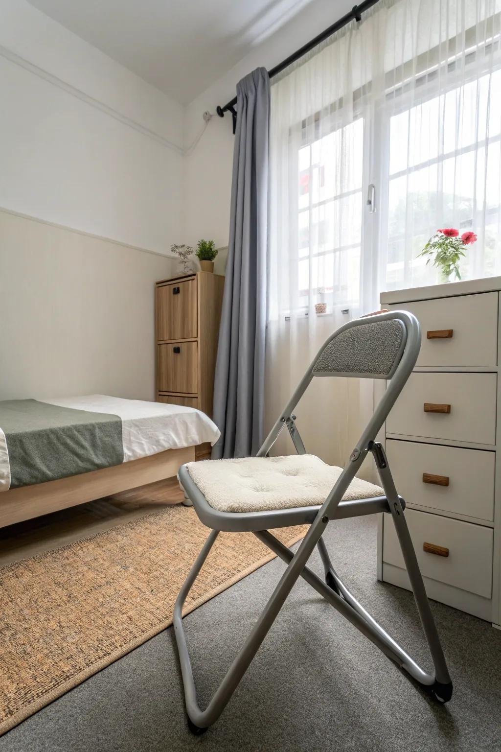 Folding chairs provide versatility and easy storage, making them ideal for maximizing space in smaller rooms.