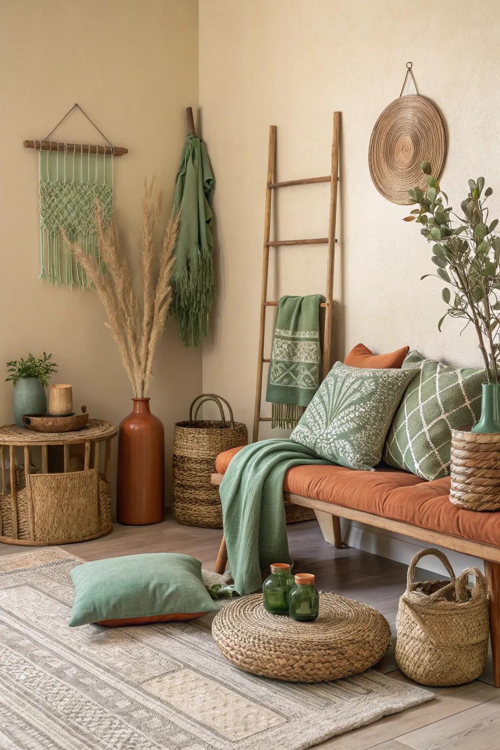 Nature inspired tones blend harmoniously in this inviting beige room.
