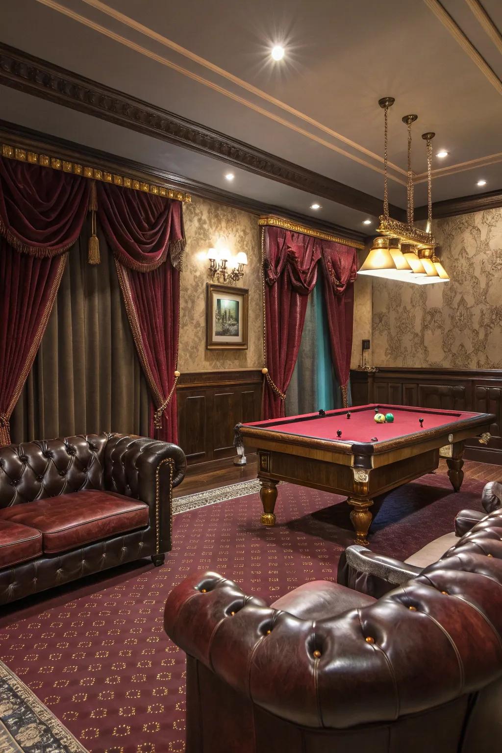 Lavish materials heighten the elegance of your billiard space.