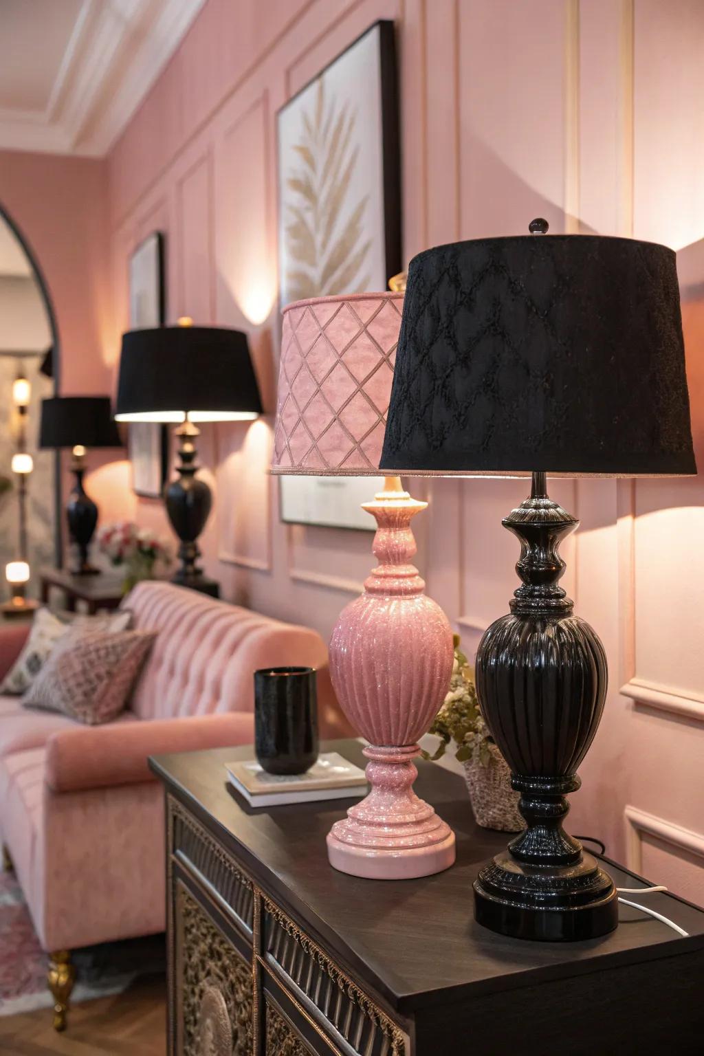 Multilayered lighting enhances the room's ambiance and depth.