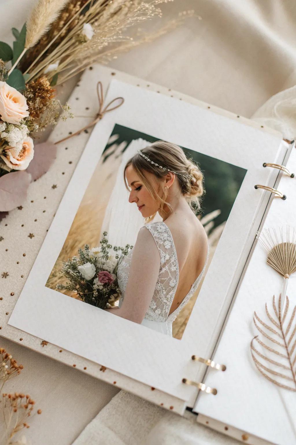 Elevate your bridal scrapbook with a fusion of digital prints and handmade elegance. #ScandinavianBoho #ScrapbookInspiration
