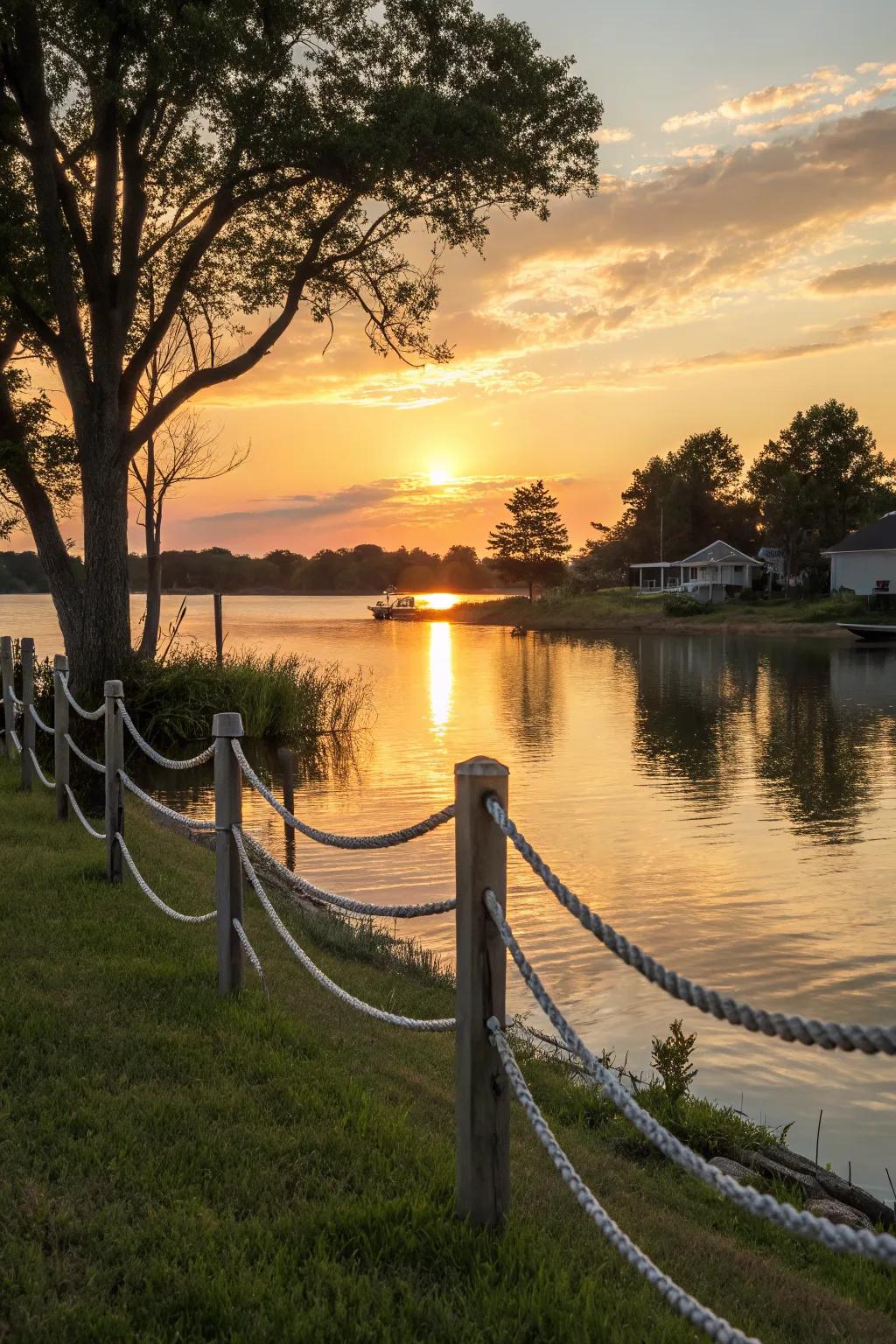 Cable fence offering clear waterfront views