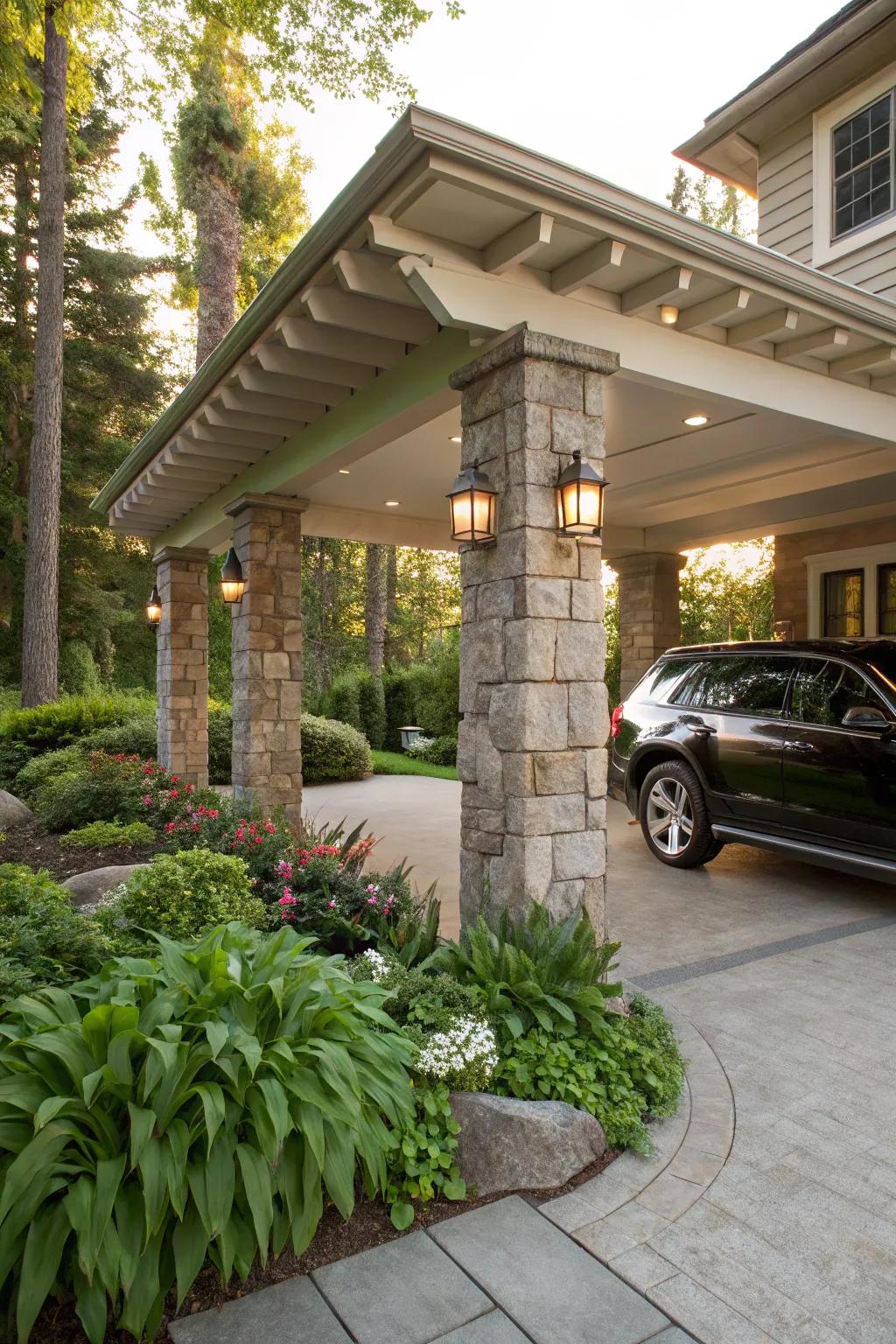 Timeless sophistication with natural stone features.
