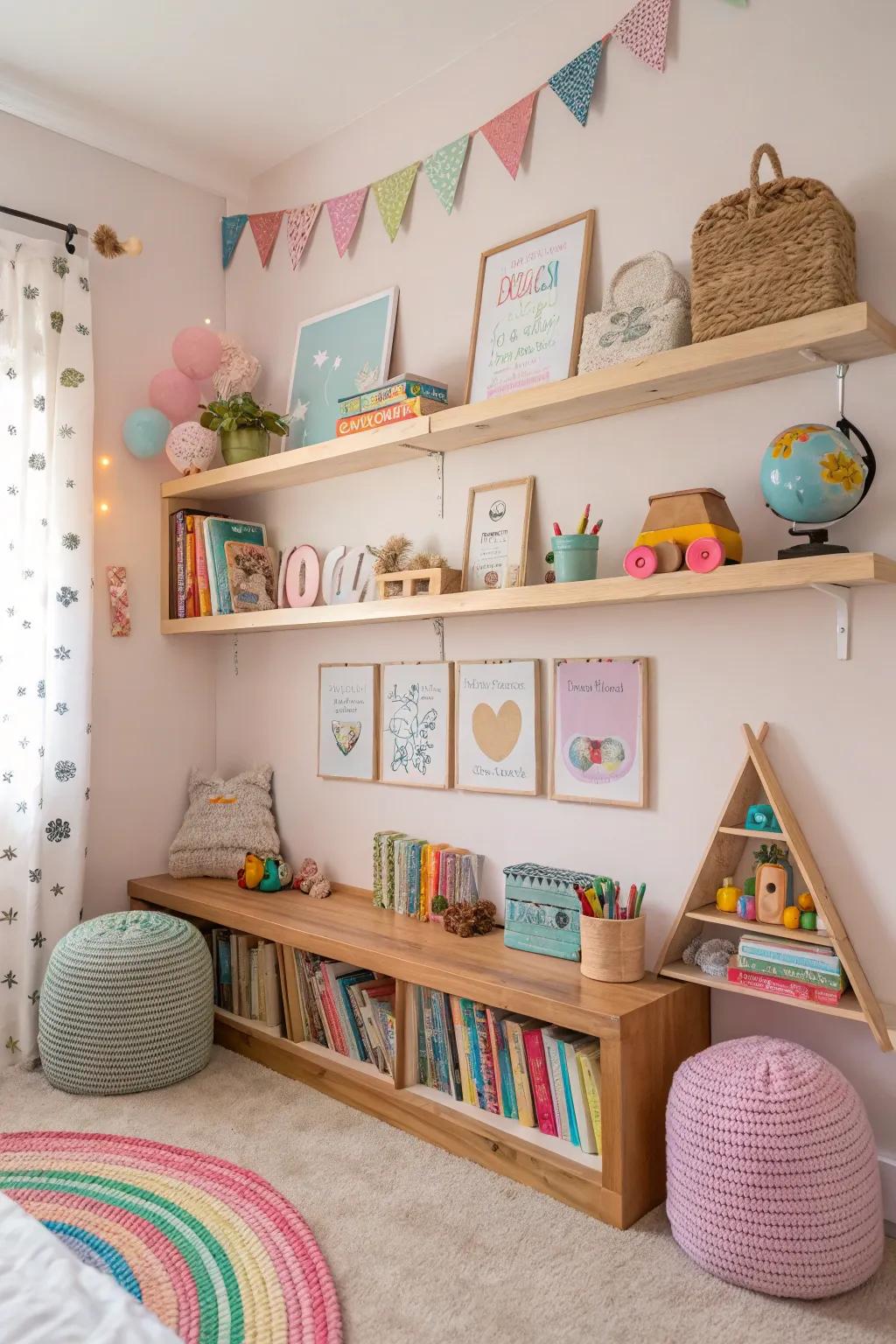 Bespoke shelves tailored to your child's needs offer endless possibilities.