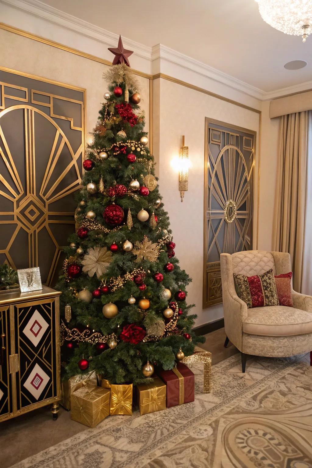 Art Moderne Glamour transports the roaring twenties to your festive décor.