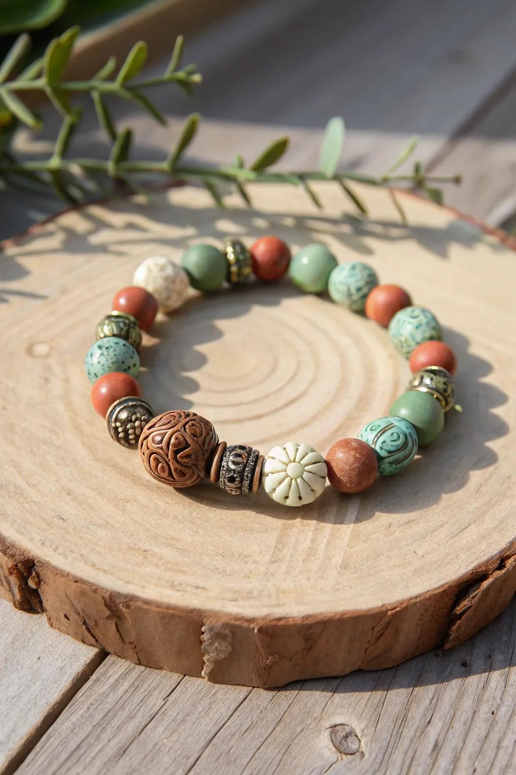 Embrace nostalgia with vintage charm in every bead. #VintageVibes #ClayBeadBracelets
