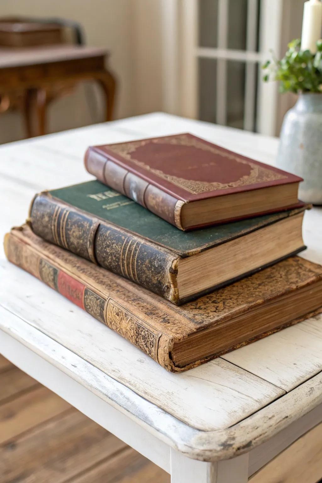 Vintage books add character and charm to your décor.