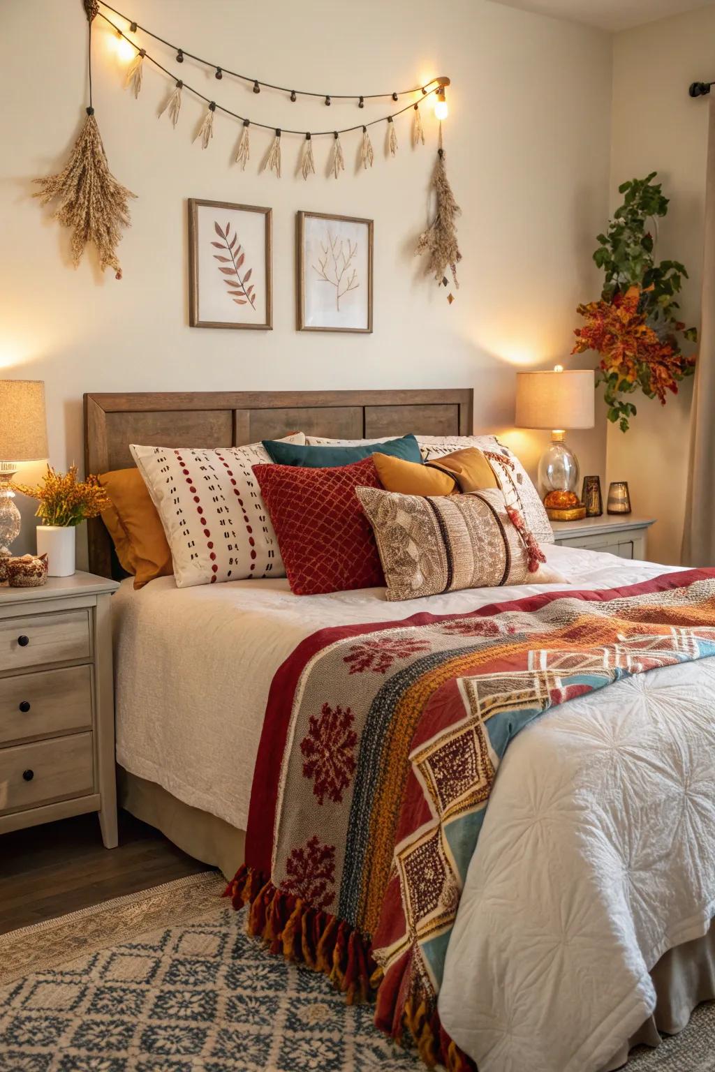 Periodic accents add variety and freshness to this bedroom.