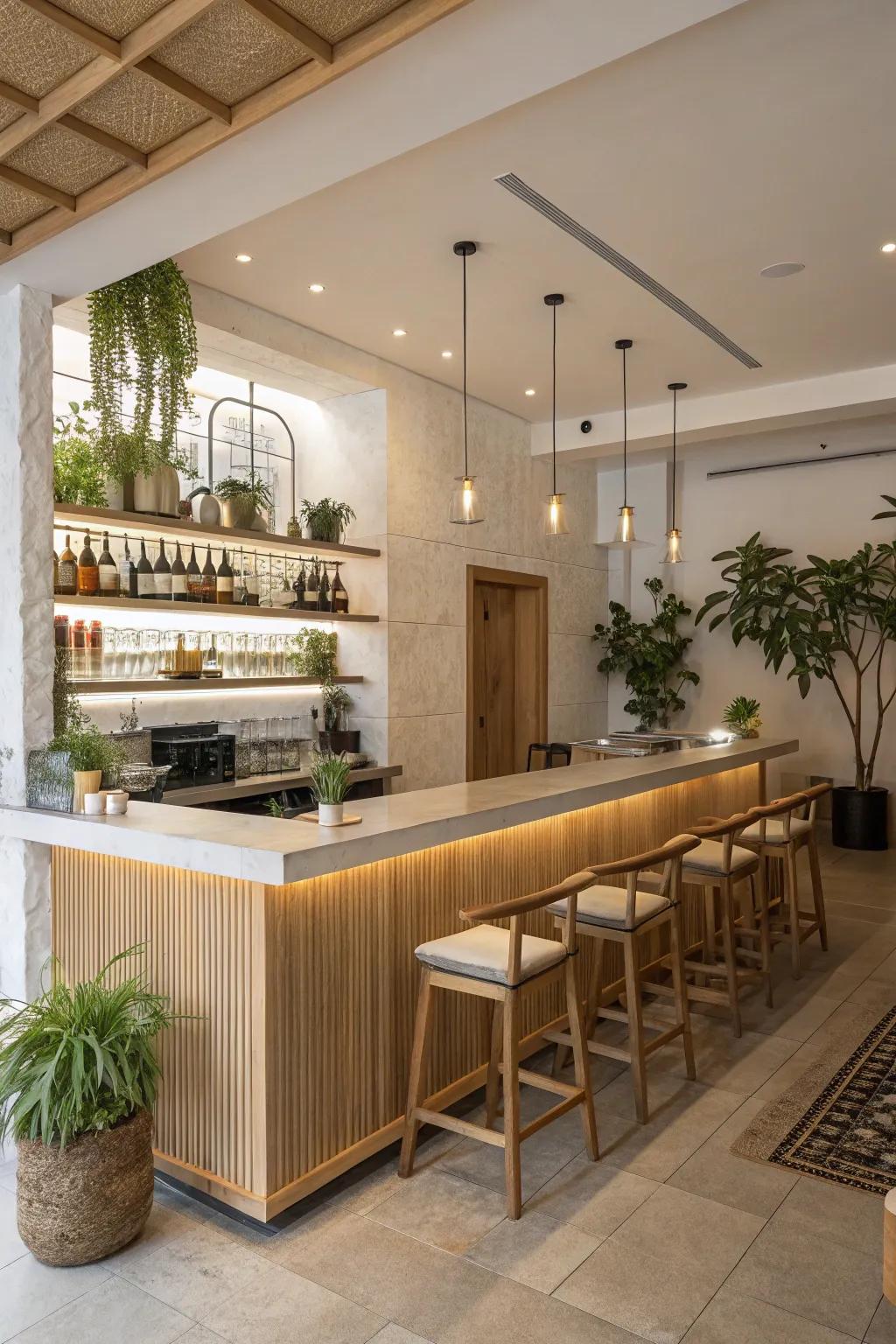 A Zen-inspired bar offers a peaceful refuge.