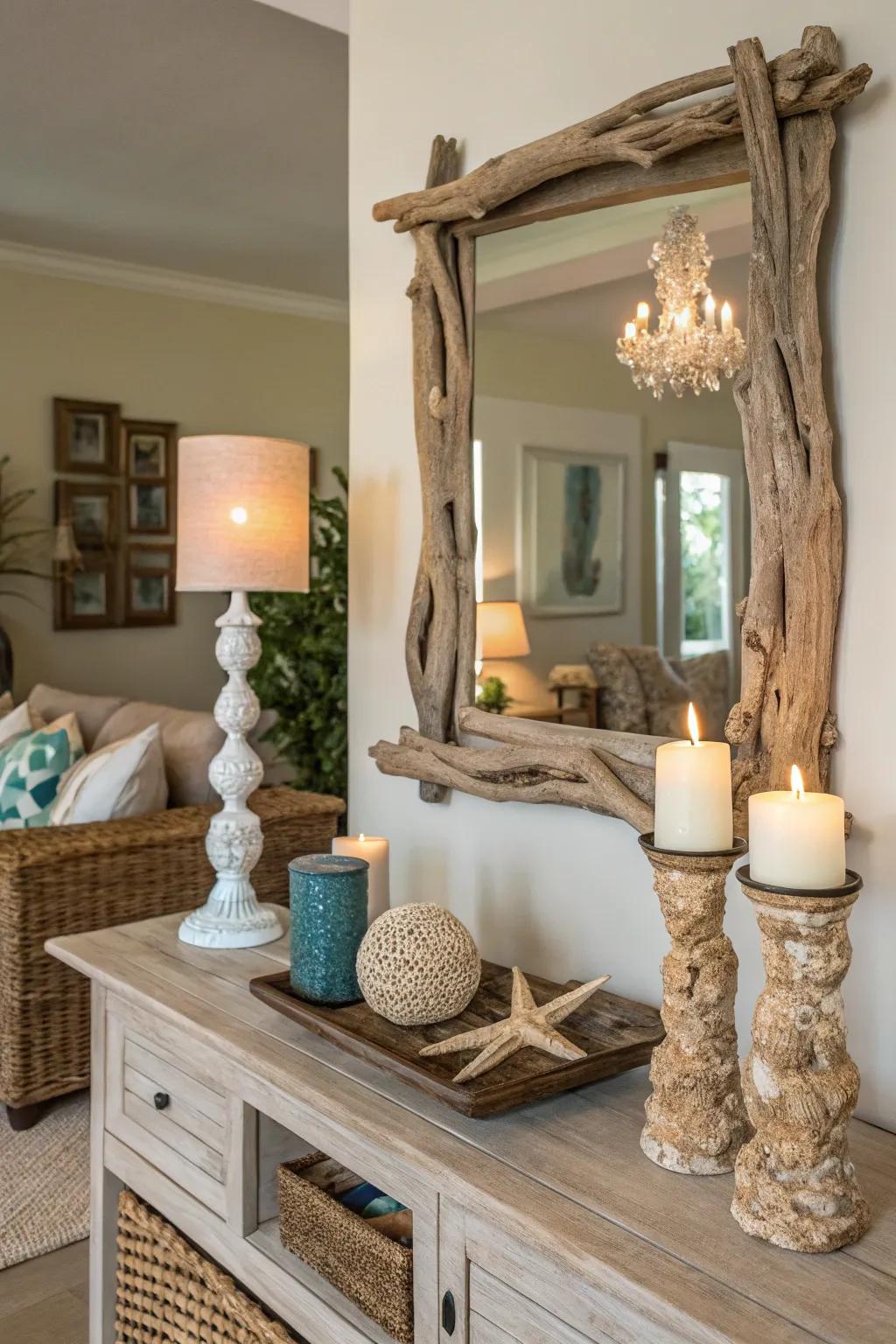 Coastal wood design combines raw charm using coastal elegance.