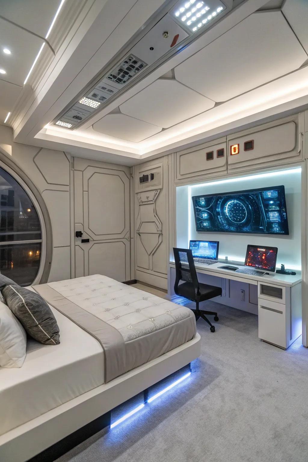 A futuristic-inspired bedroom with cutting-edge designs.