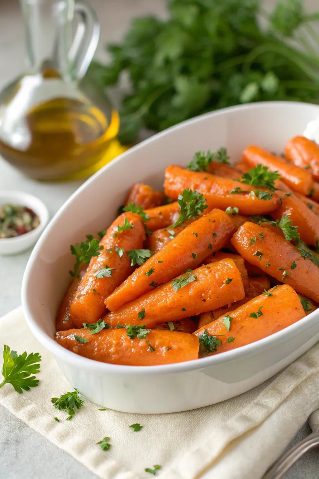 Sweet veggies with honey glaze, a delightful side dish.