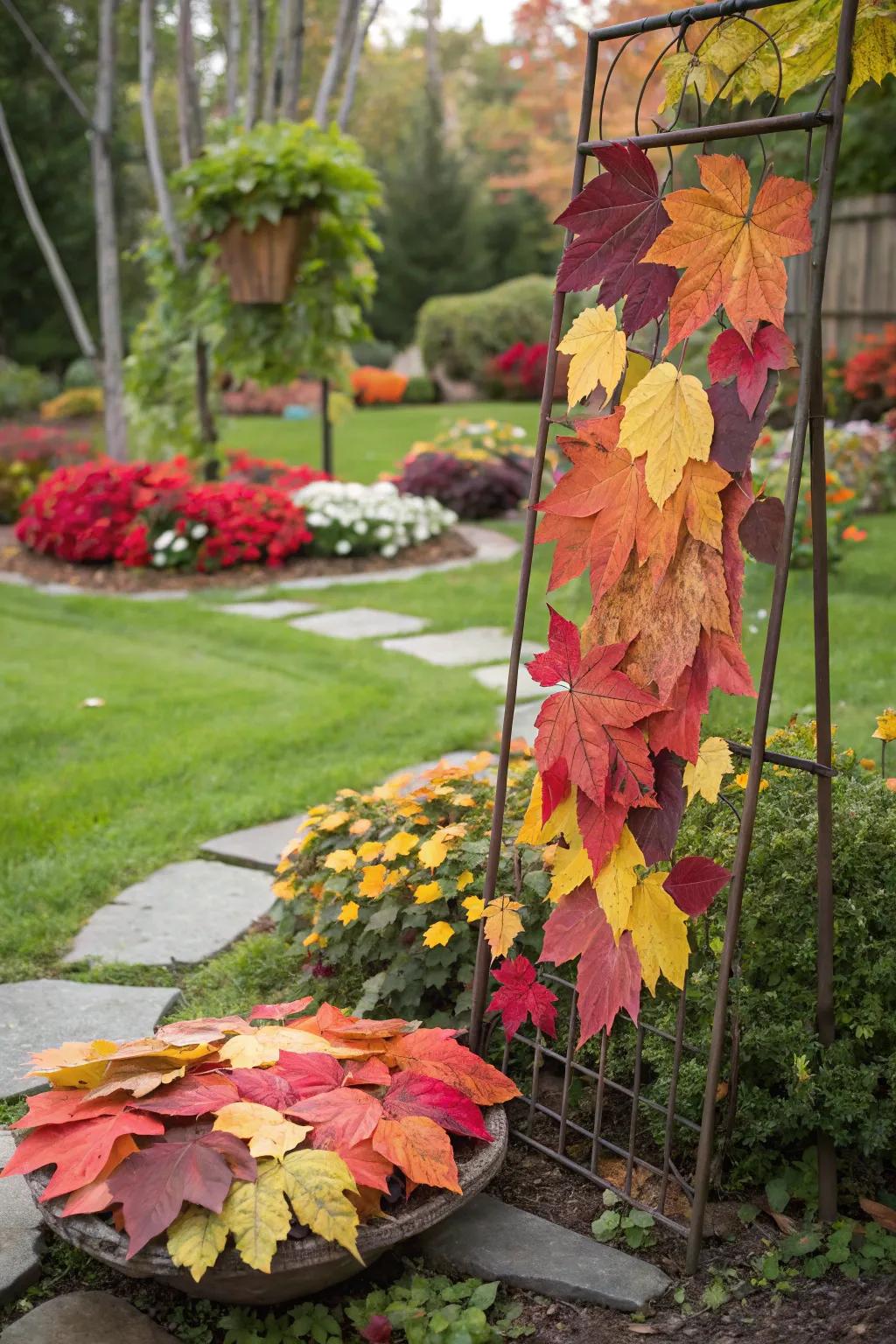Craft artistic displays with vibrant shed leaves.