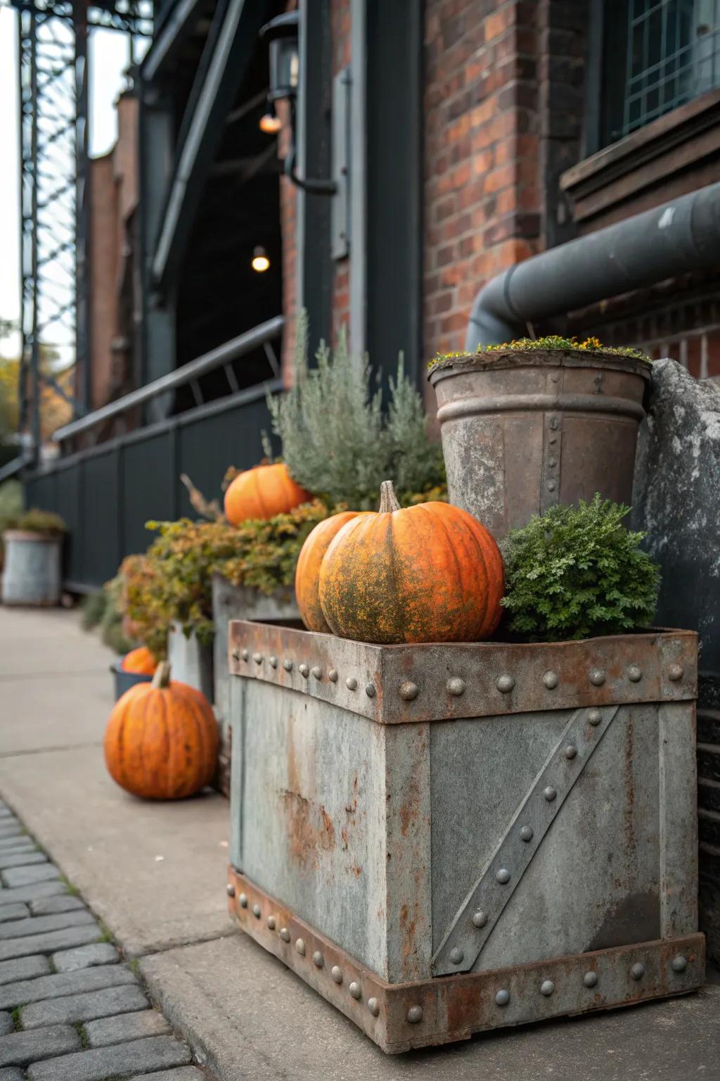 Weathered metal introduces an industrial edge to squash layouts.