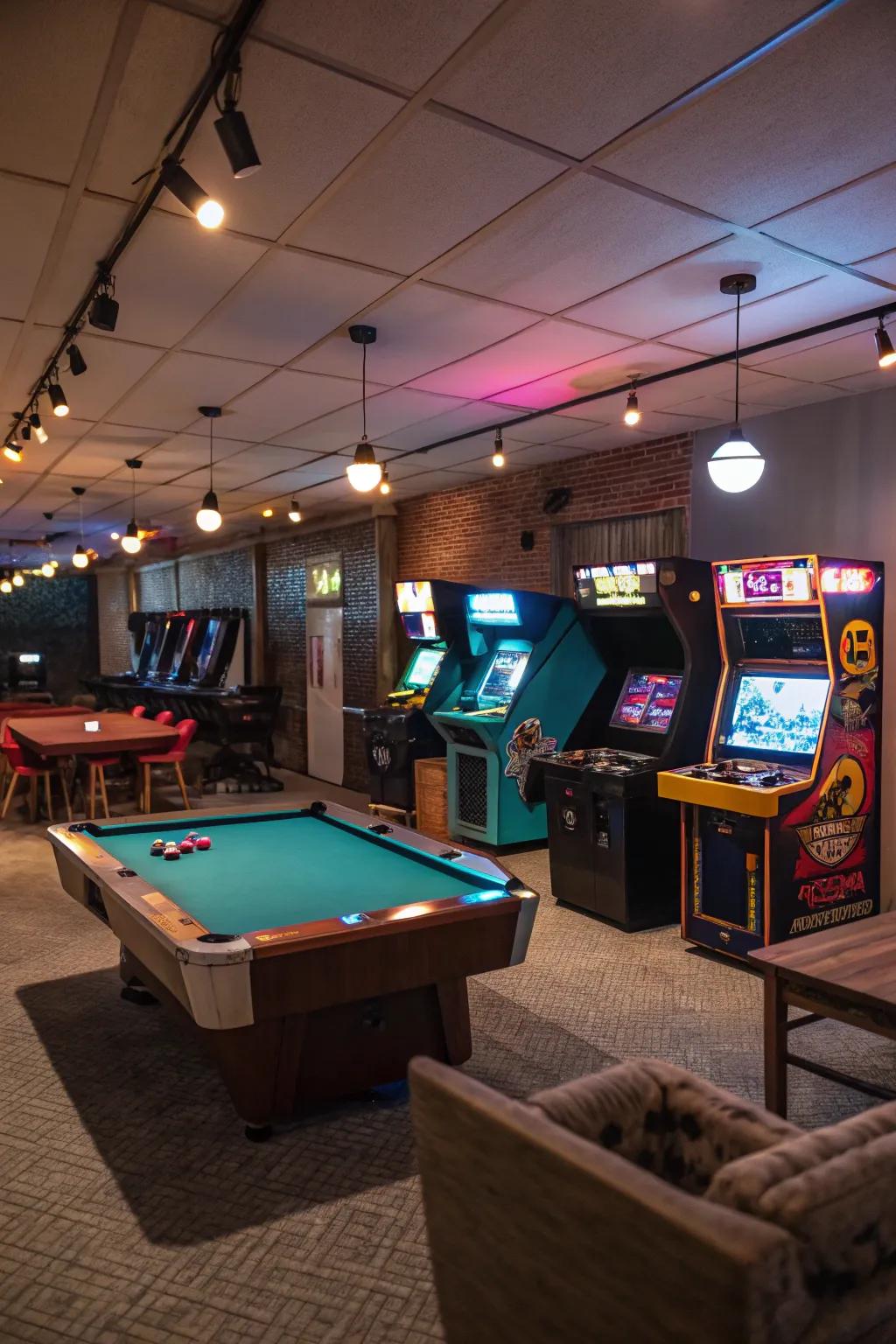 Movable lights add adaptability and ambiance.