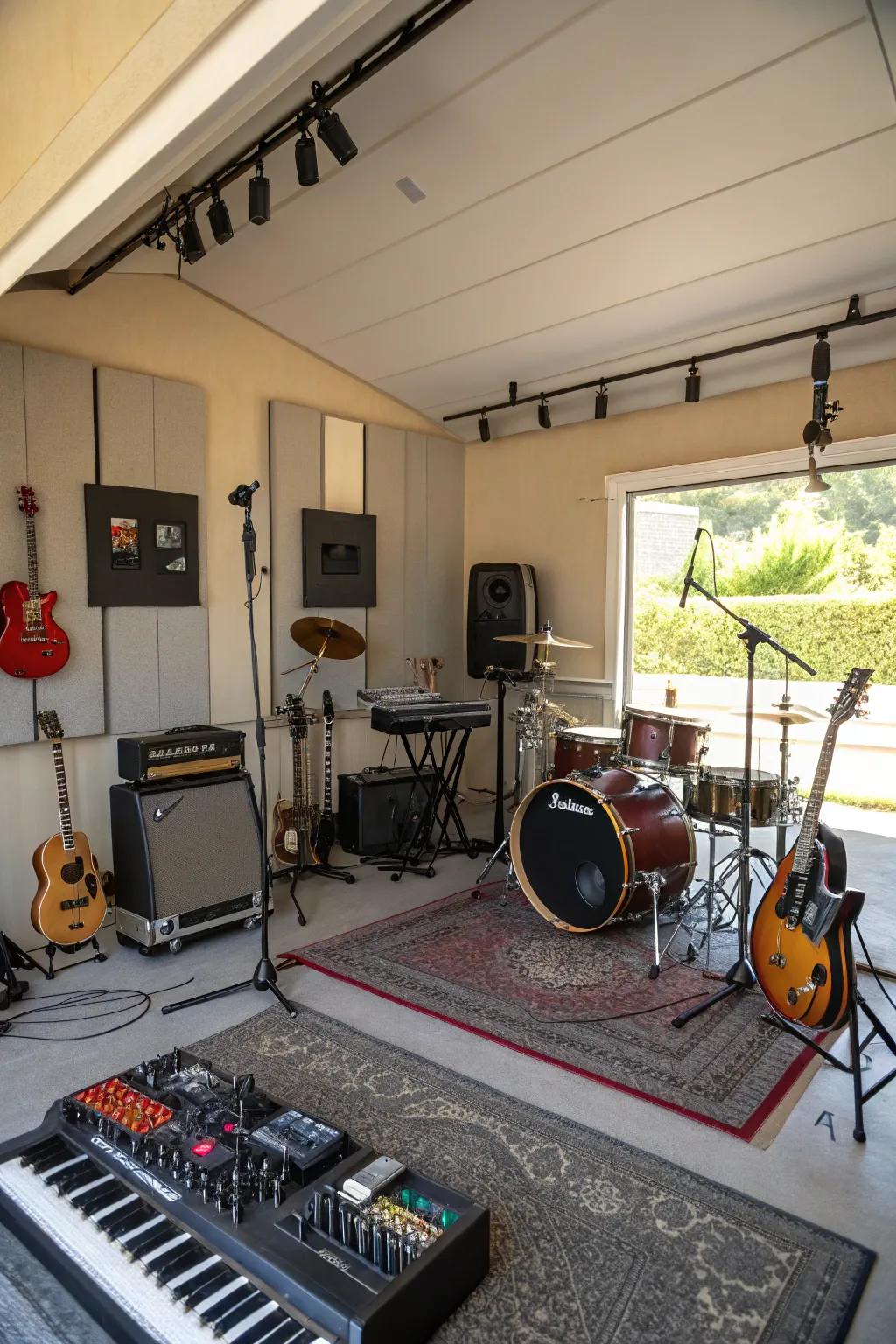 A studio in a garage.