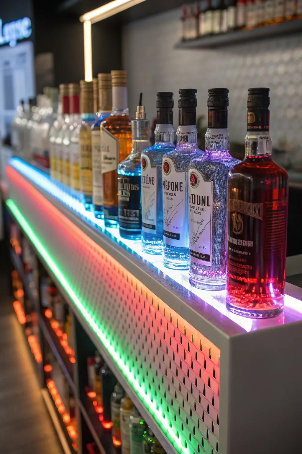 Light up your bar using an LED bottle display.