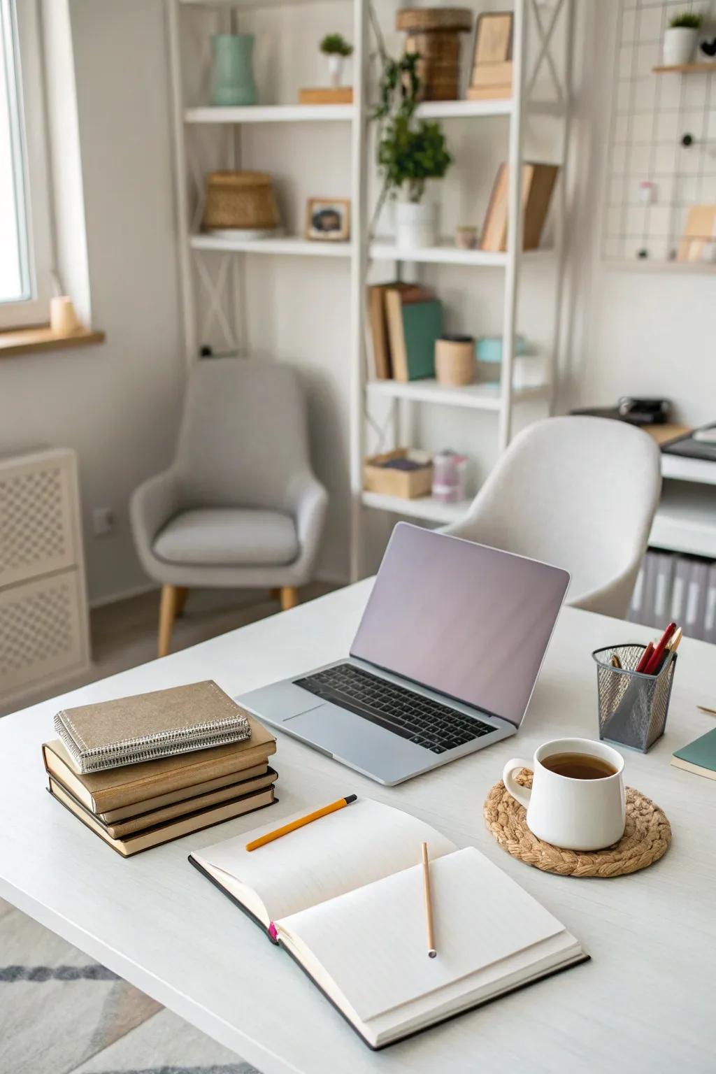 A clutter-free workspace promotes focus and efficiency.