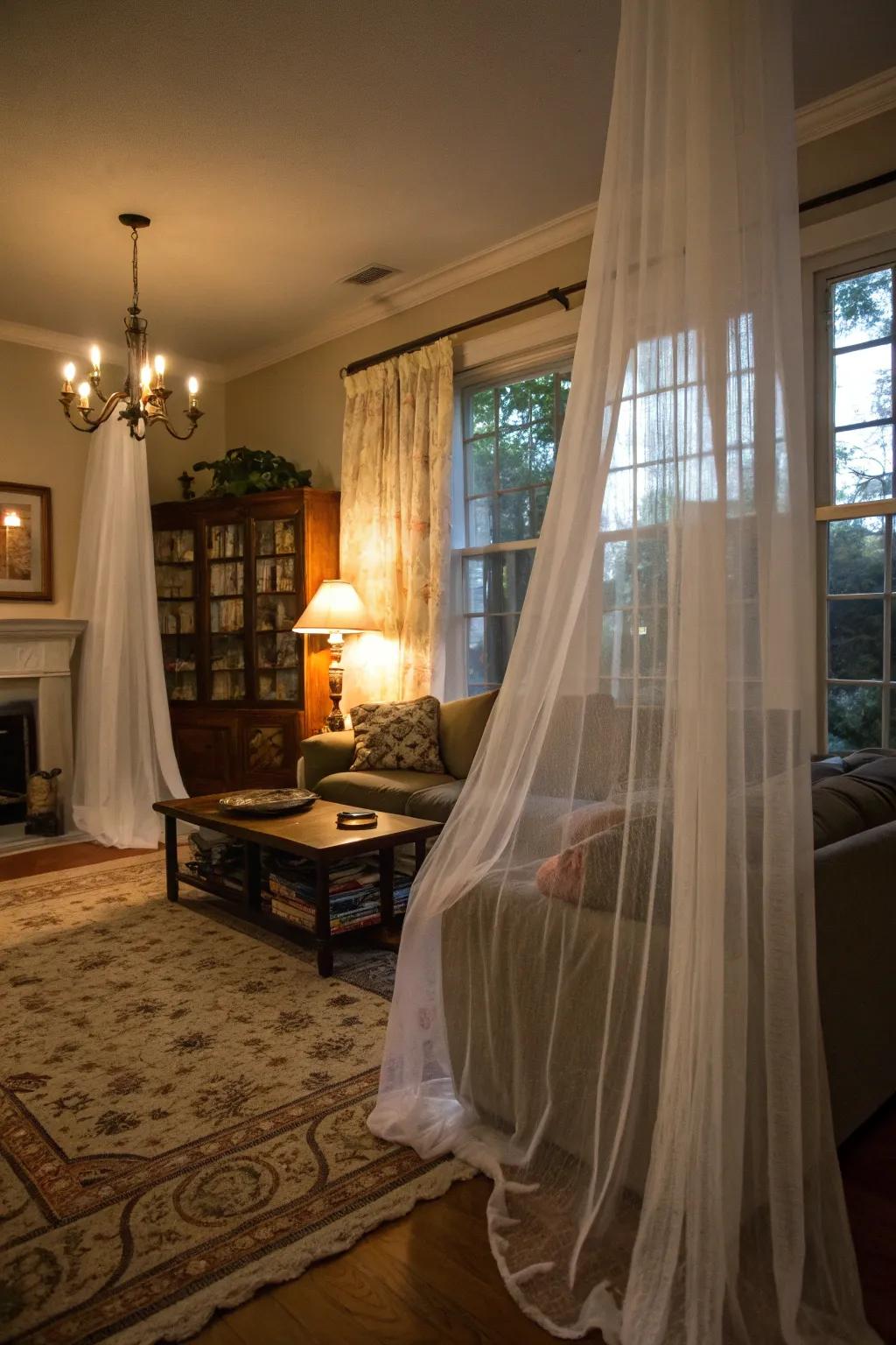 Ghostly drape introduce an ethereal and dynamic touch.