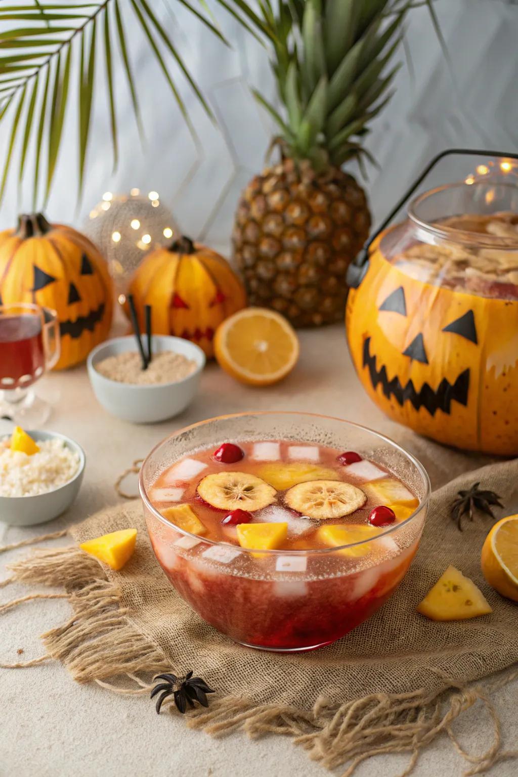 A Tropical Ghost Punch that brings a taste of the tropics to Halloween.