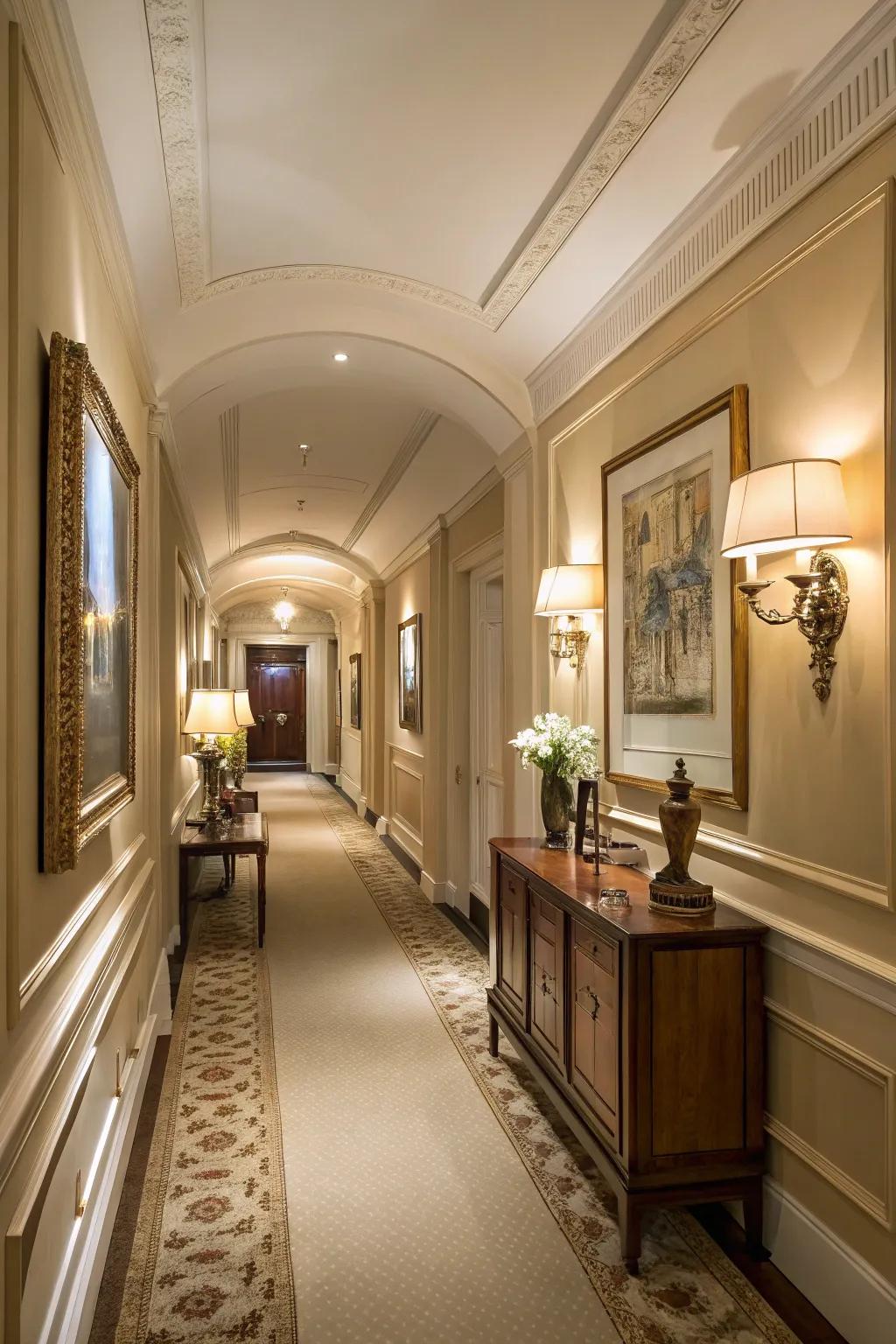 Classic cream offers a warm and adaptable foundation for hallways.
