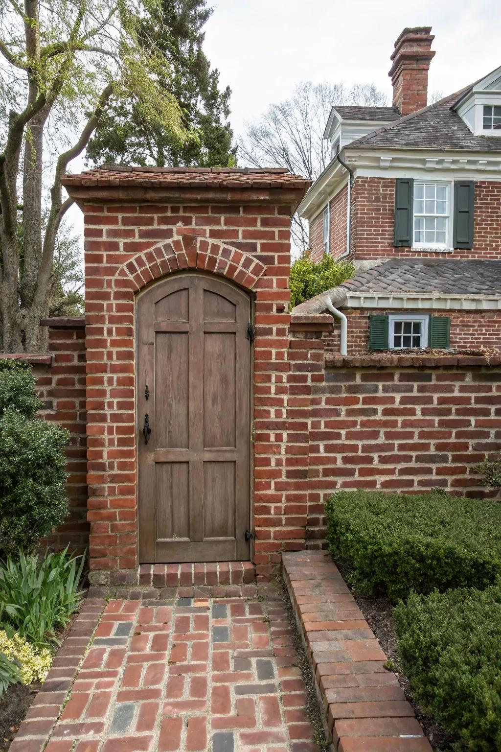 Brickwork produces a seamless hidden door.