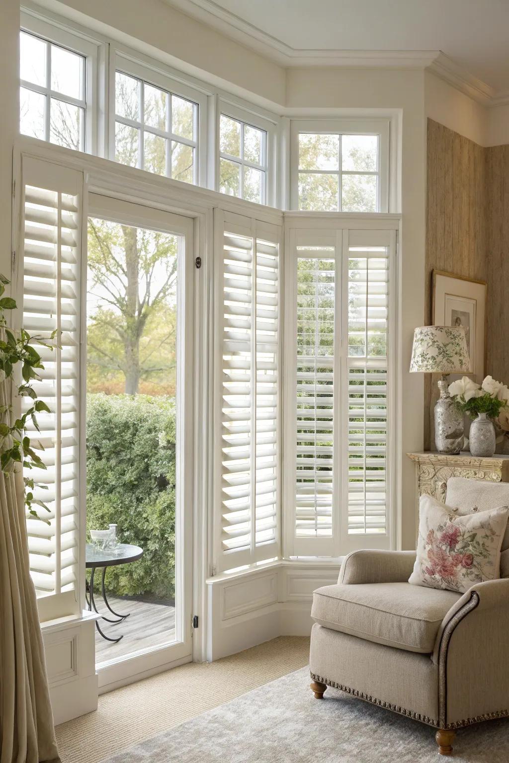 Interior shutters add elegance and practicality to your windows.