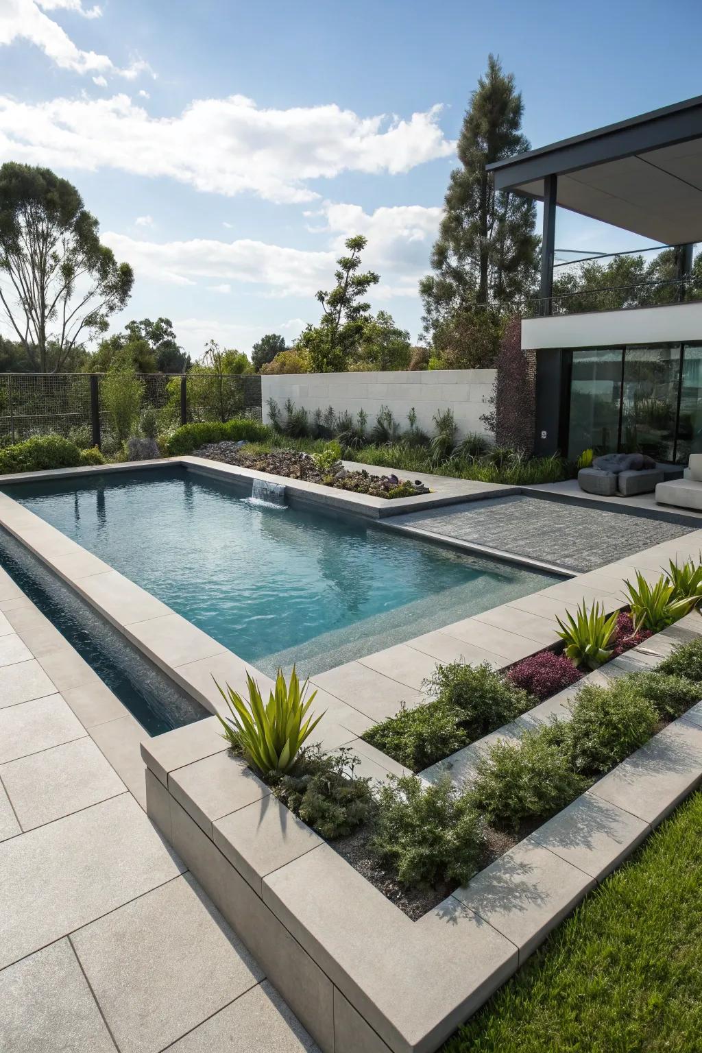 A modern geometric pool style that provides a chic look.