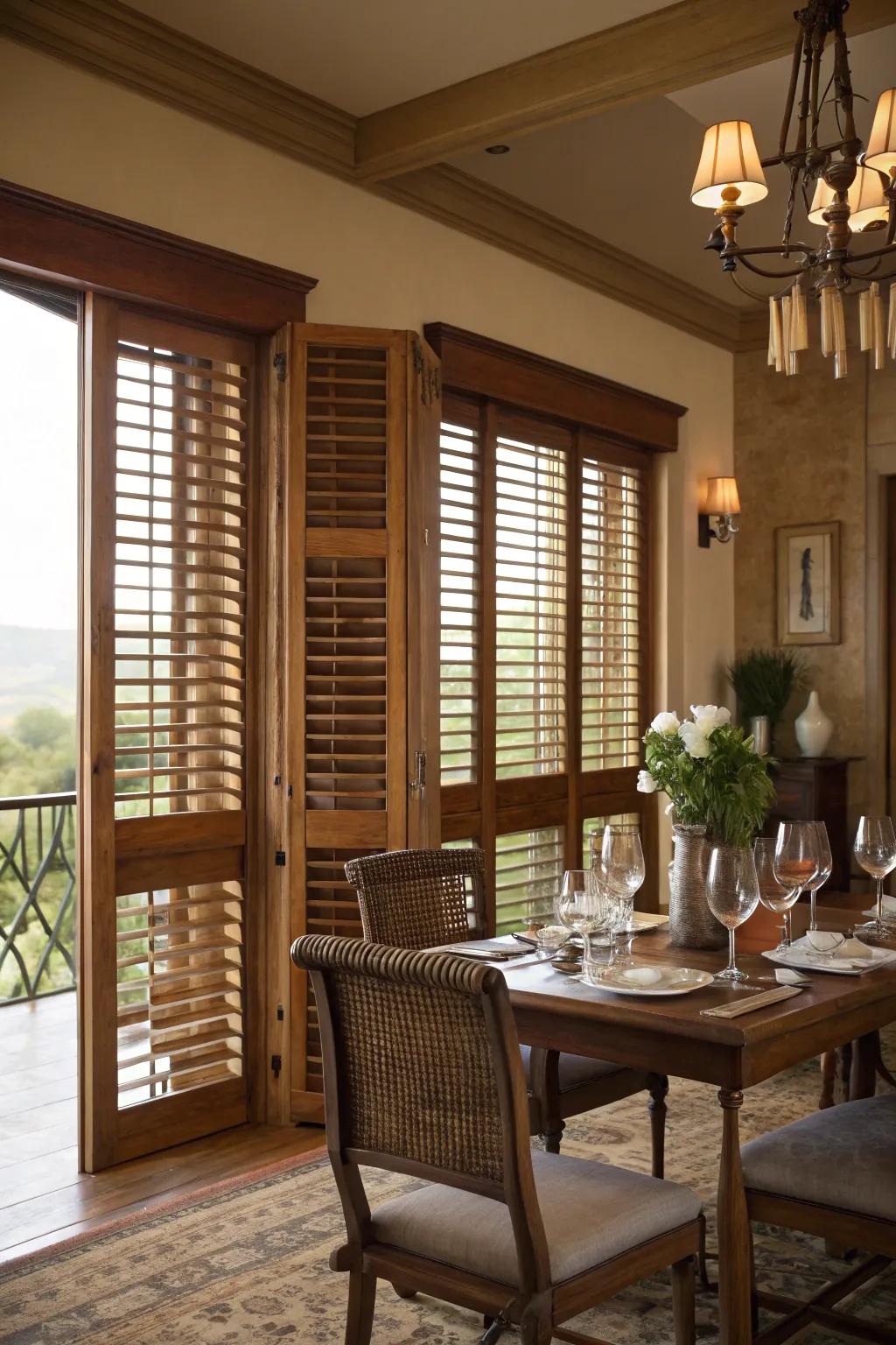 Timber shutters provide a timeless approach to light management and privacy.