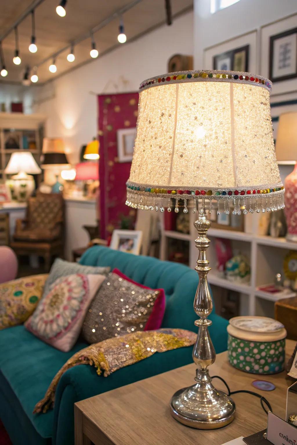 Infuse a dance vibe by sequin border on your lampshade.
