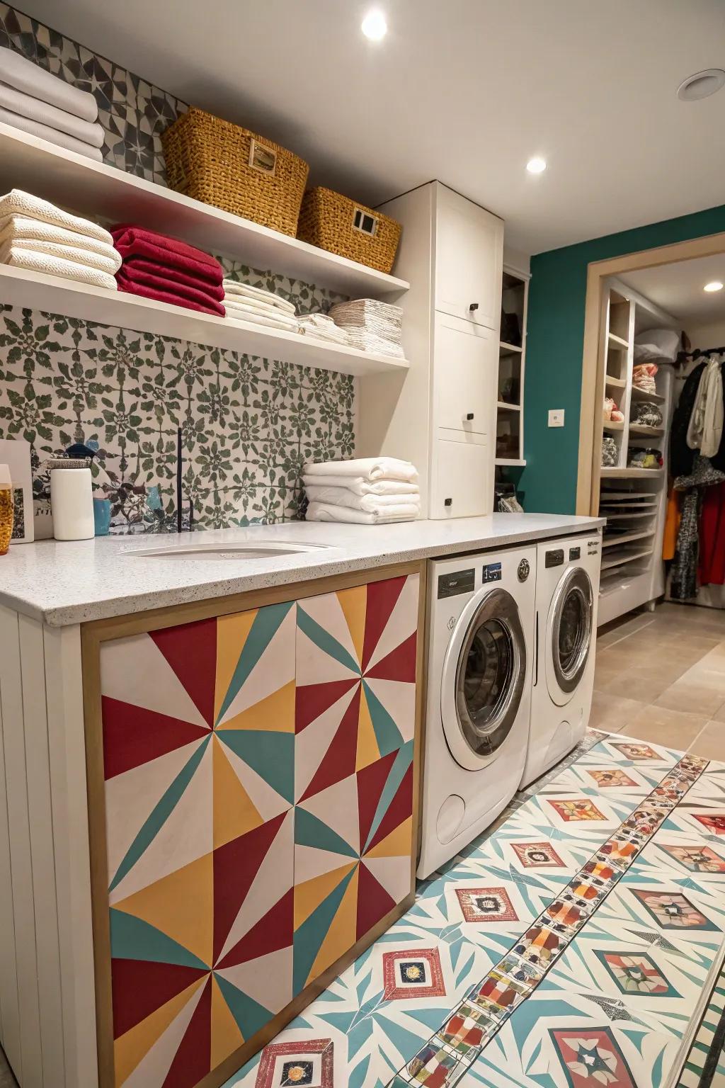 Geometric patterns add visual interest and sophistication.