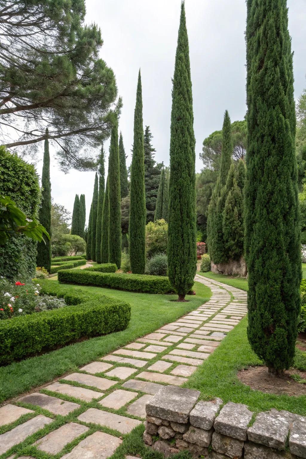 Achieve balance in your garden with Skyline Sentinel and hardscape elements.