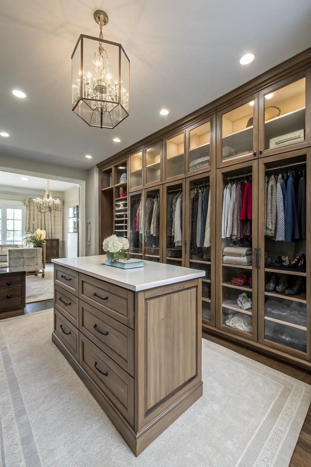 A centerpiece enhances storage and style.