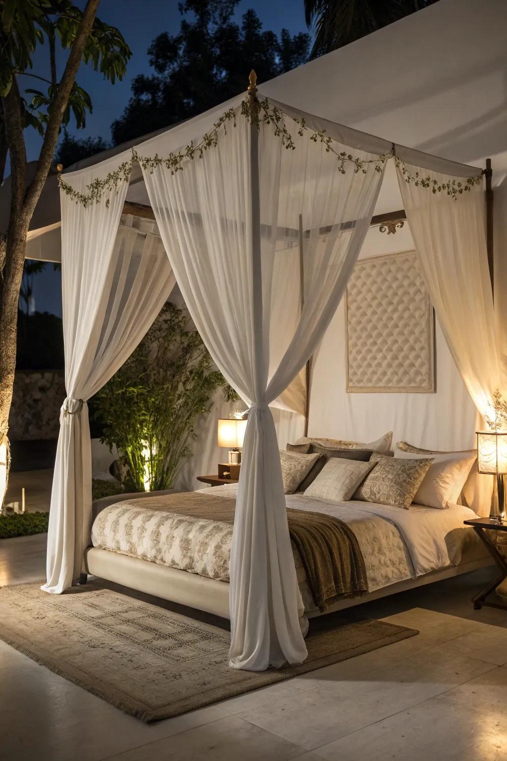 Canopies create an intimate retreat.
