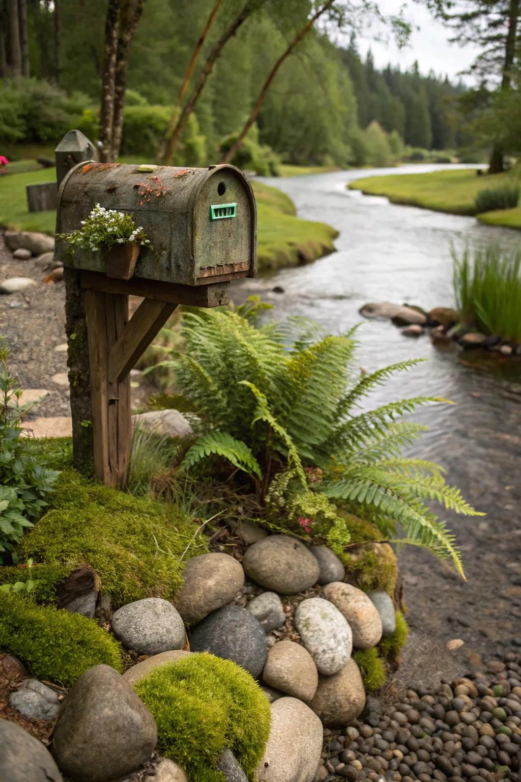 Stream stones instill a sensation of tranquility into your mailbox's landscaping.