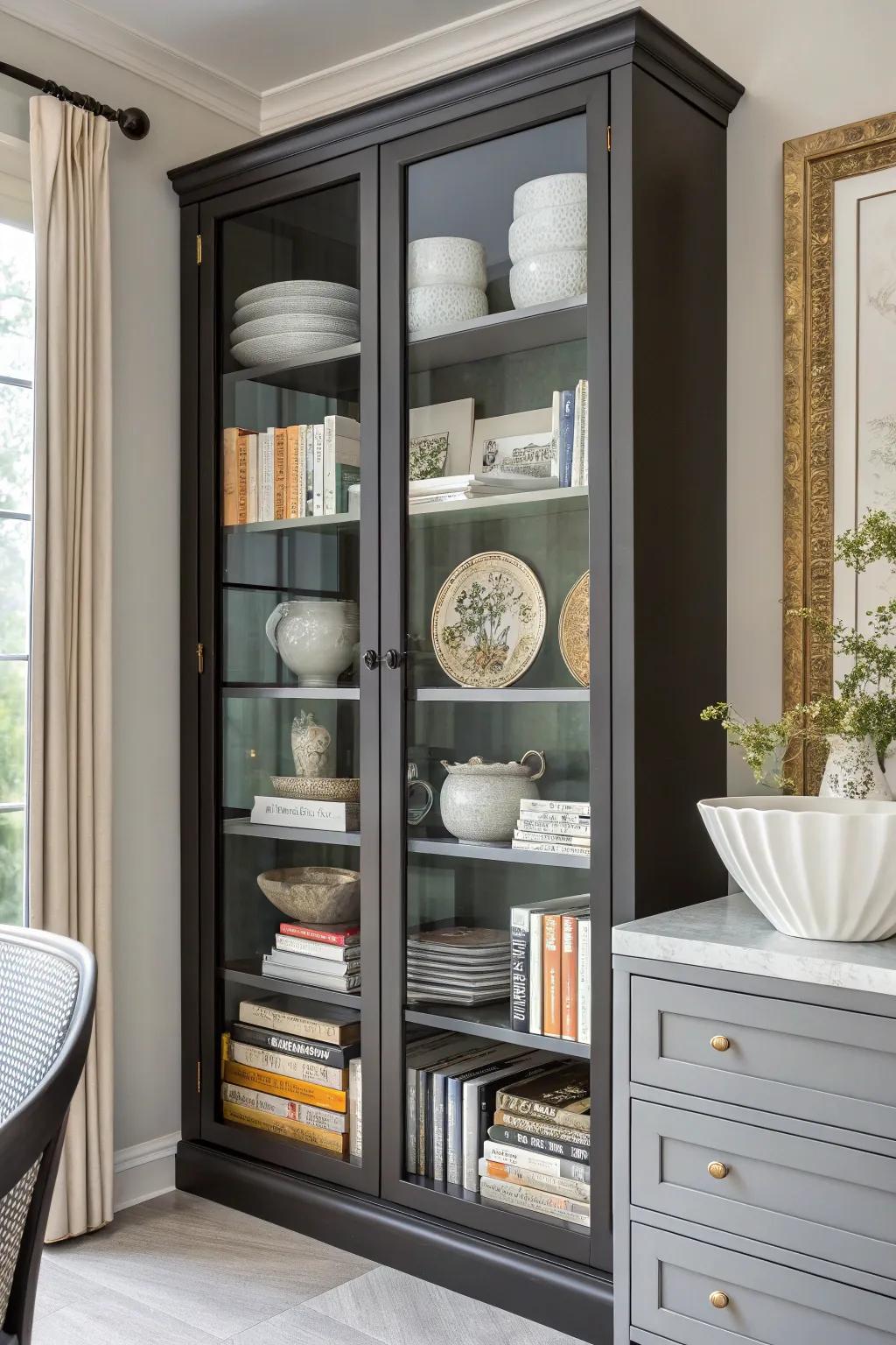 Literature injects an intellectual element into a china cabinet.