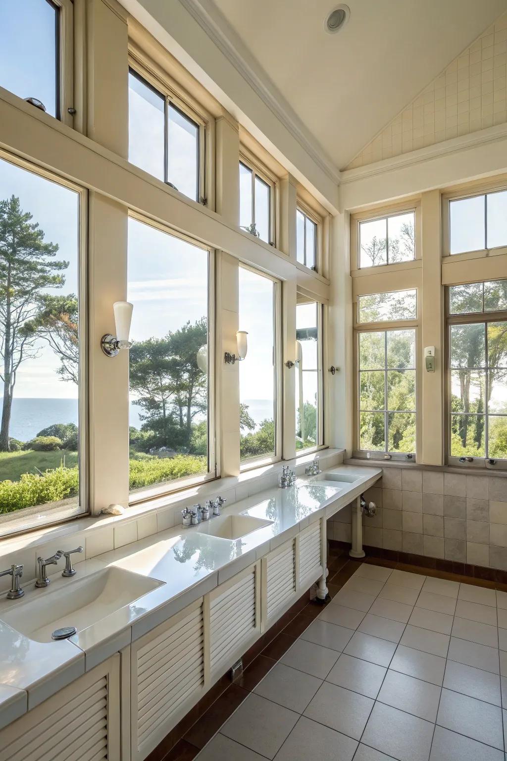 Natural light enhances the airy sensation of the rustic design.