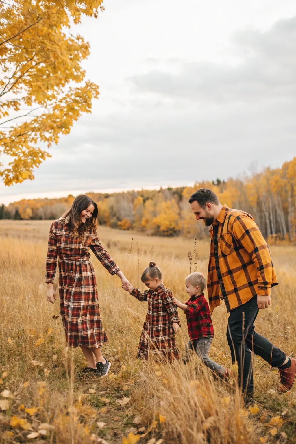 Rustic plaid captures the essence of autumn’s countryside charm.