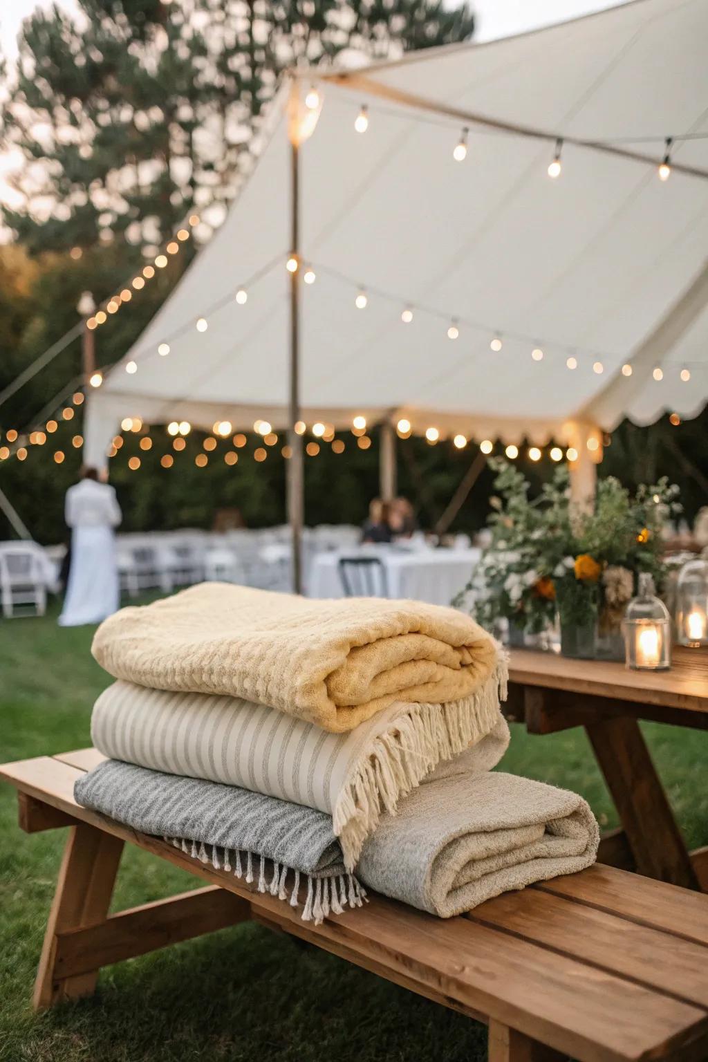 Keep guests cozy using soft wraps.