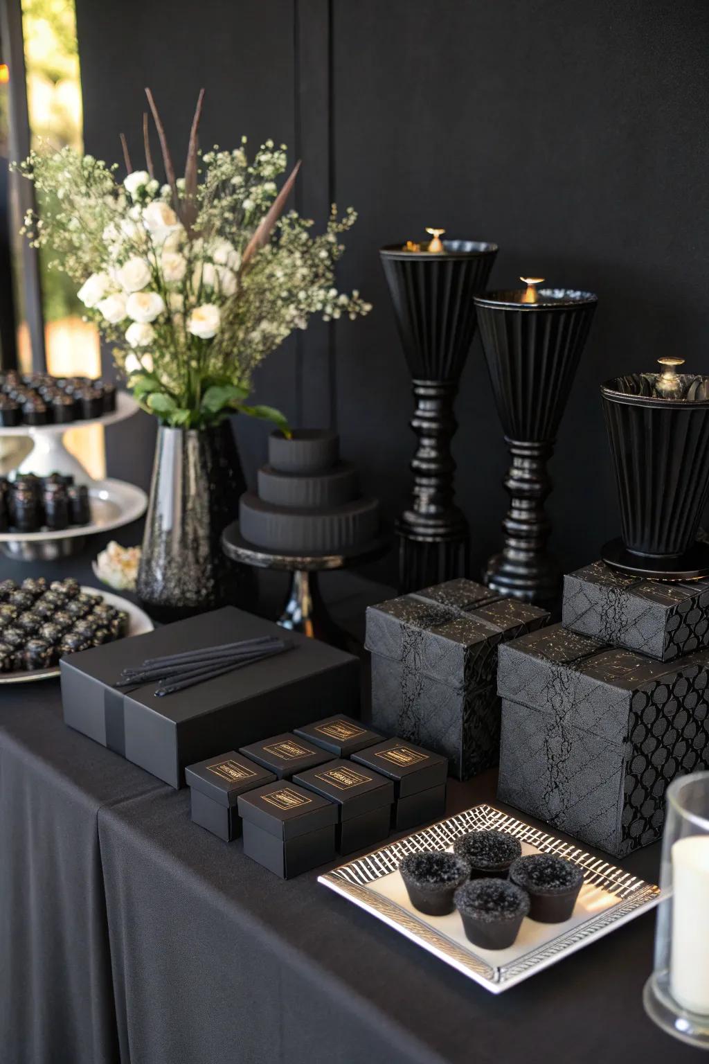 Sophisticated simplicity featuring an all-black monochrome setup.
