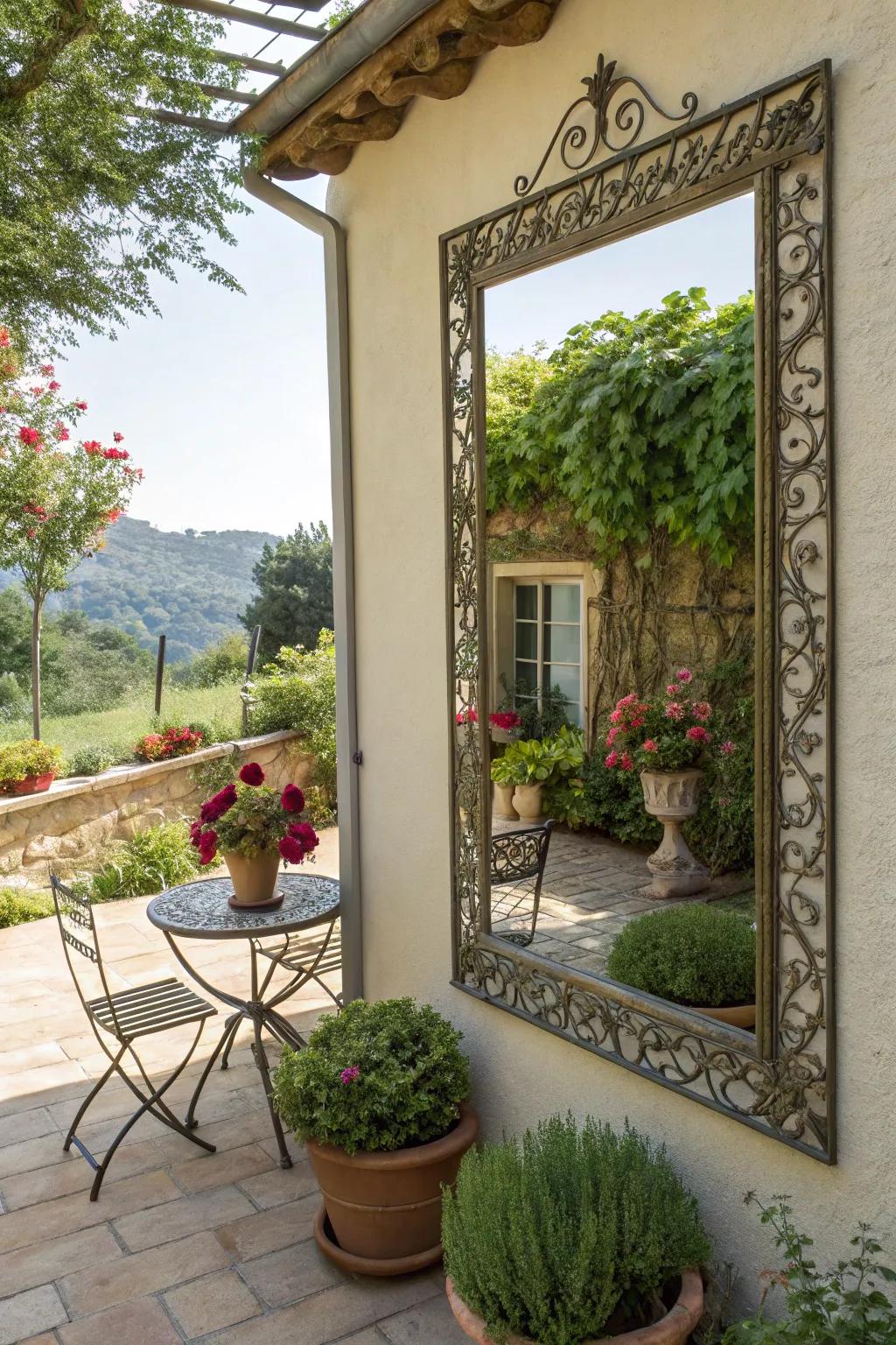 Mirrors can broaden the visual space of your patio.