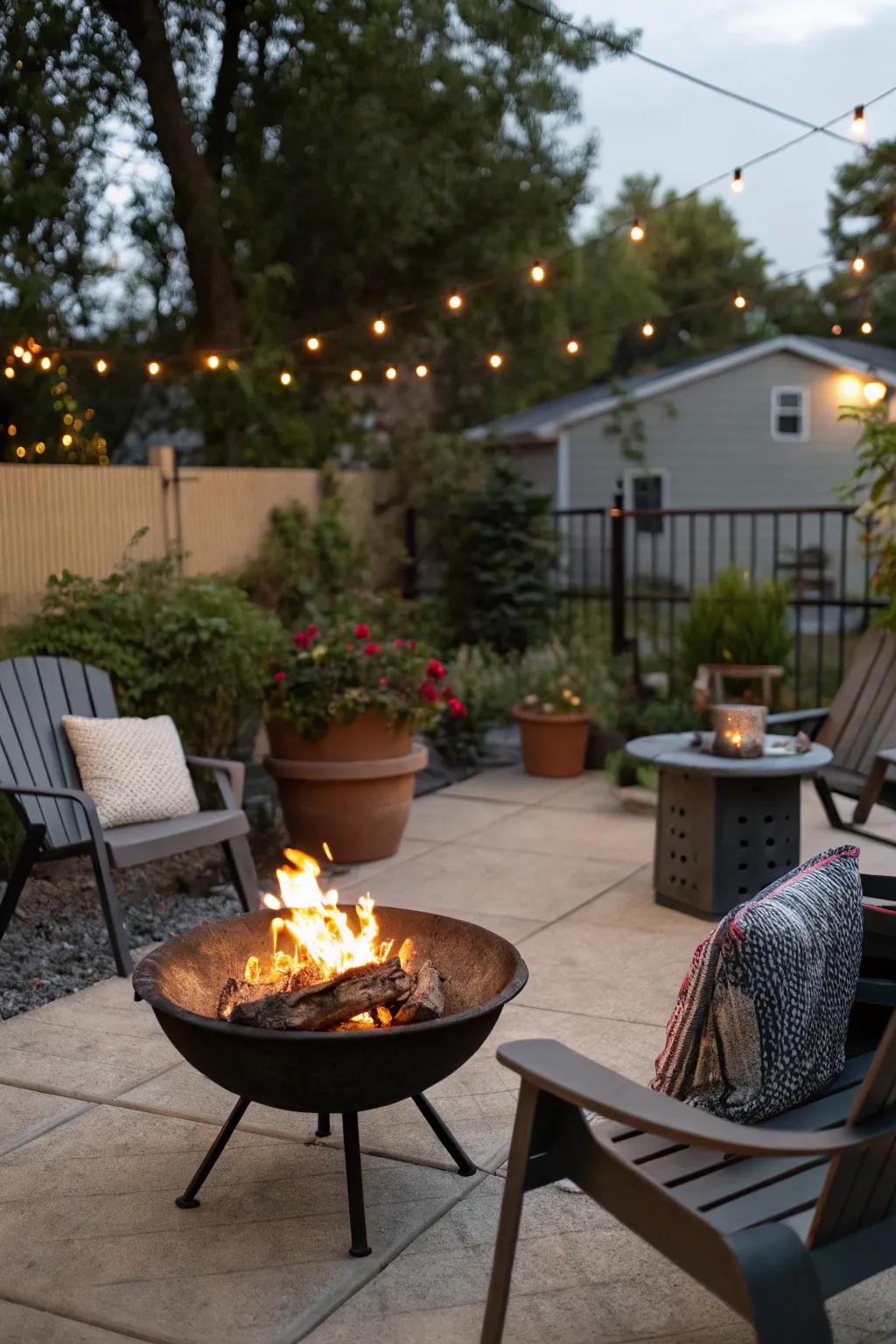 The flexibility and convenience of a portable fire bowl, ideal for your outdoor gatherings.