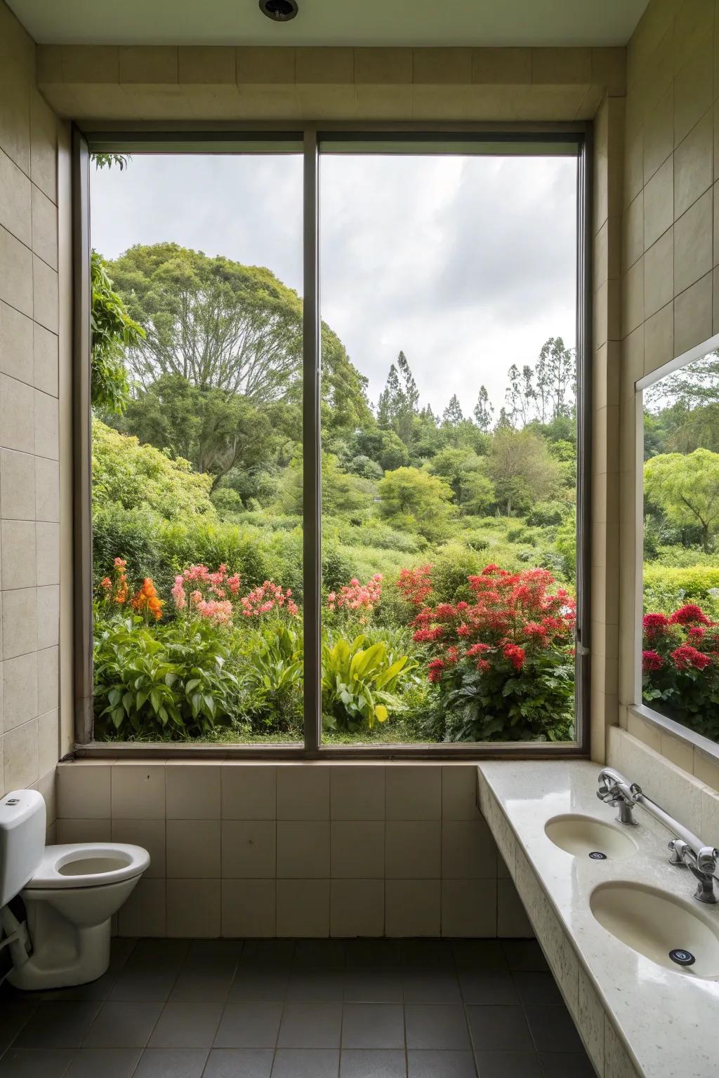 A scenic window brings in light and frames the view beautifully.