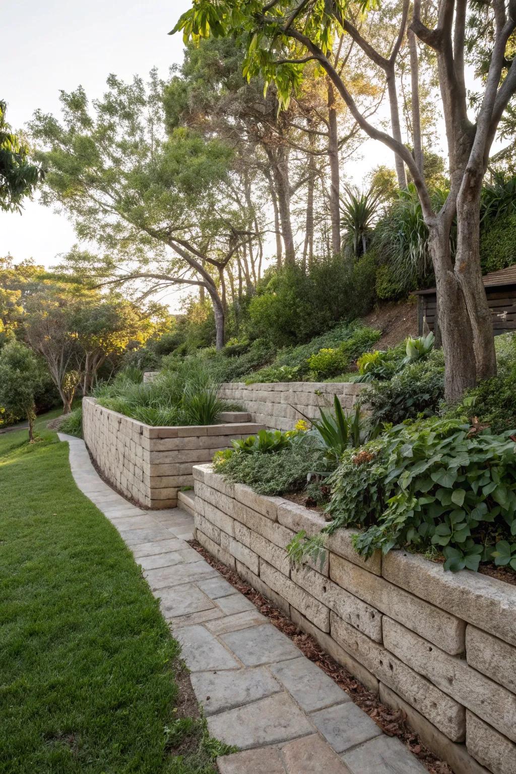 Eco-conscious materials render retaining structures both sustainable and stylish.
