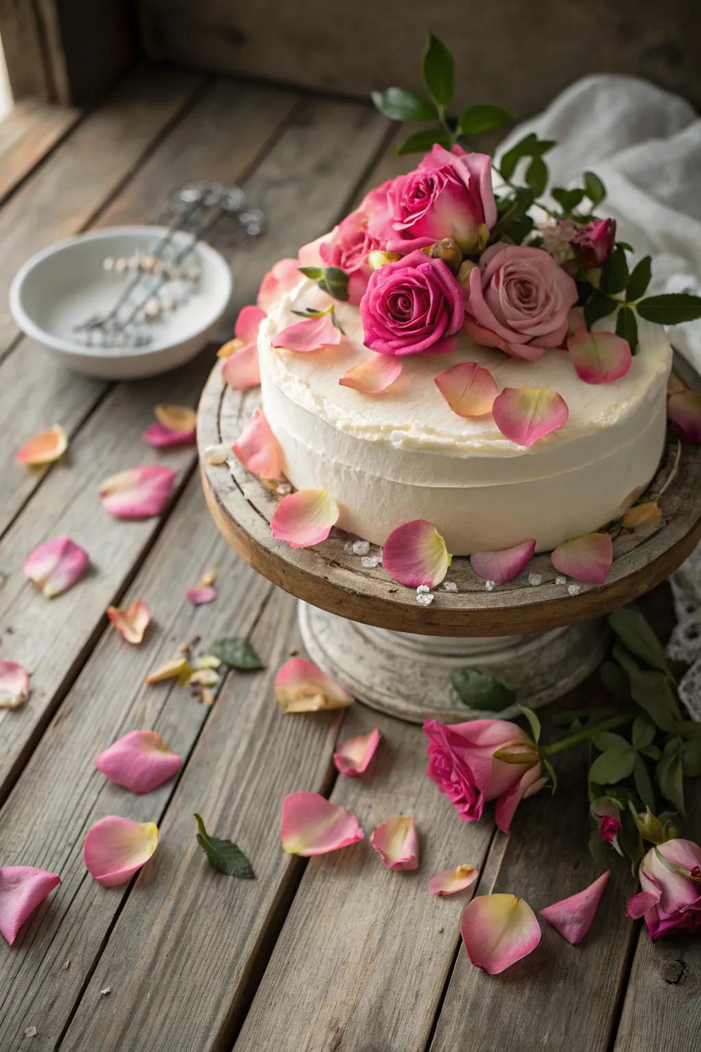 A cake beautifully adorned with fresh <strong><em>floral accents</em></strong>” loading=”lazy” class=”pimg”>
	</picture><figcaption>A cake beautifully adorned with fresh <strong><em>floral accents</em></strong></figcaption></figure>
<p>Employ <strong><em>floral accents</em></strong> to decorate cakes for a romantic and elegant touch. I appreciate how this straightforward addition can transform a dessert into a centerpiece.</p>
<h3>A few things you might like:</h3>
<ul class=