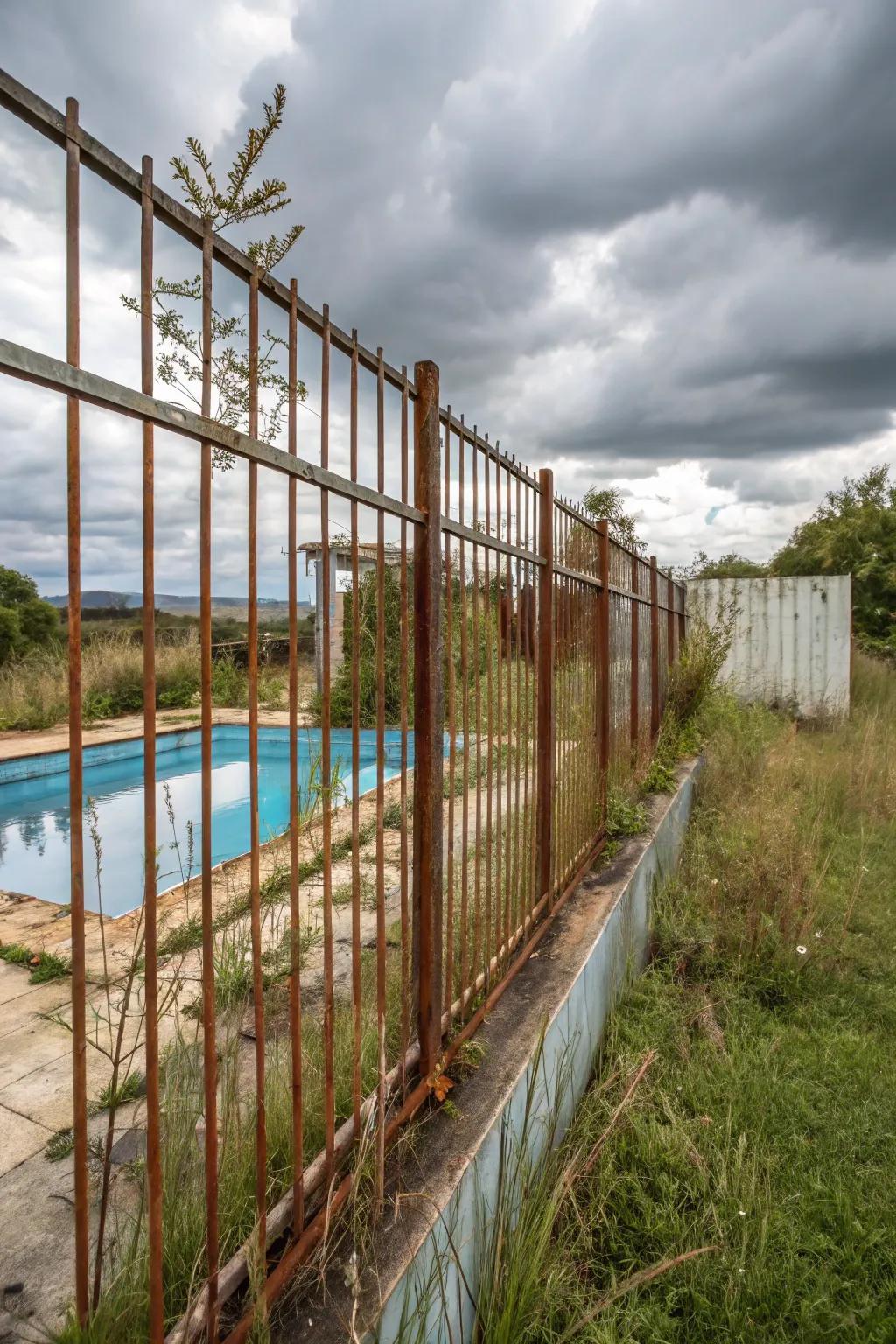 Corroded metal segments introducing a bold, industrial country look.