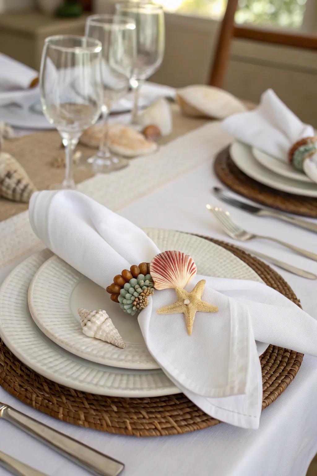 Seashell textile bands append a delightful coastal component to your surface configuration.