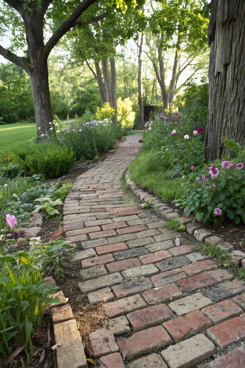 Reclaimed materials offer eco-friendly charm to sidewalks.